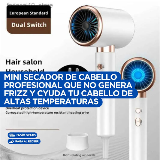 Mini secador de cabello con acabado profesional, variedad de temperaturas y velocidades para resultados de salón desde casa➕Curso de peluqería online GRATIS🔥