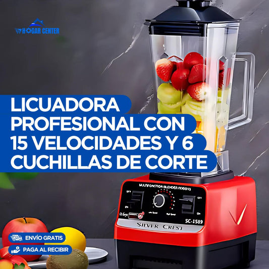 Licuadora Profesional🔥con vaso de 2L y 15 velocidades de máxima potencia➕ Curso de nutrición GRATIS