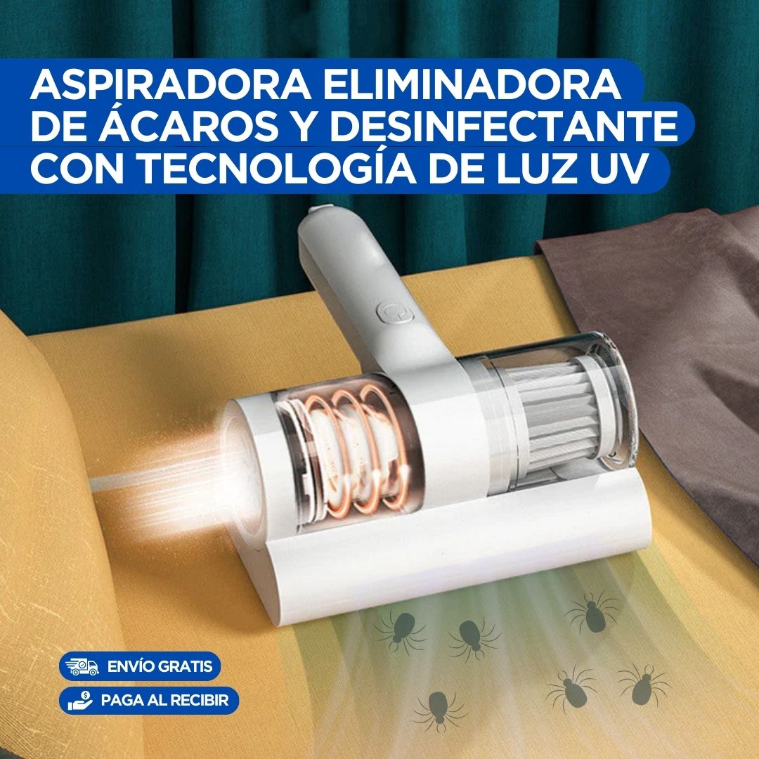 Aspiradora Recargable Eliminadora de Ácaros y Alergías con Técnología de Luz UV.