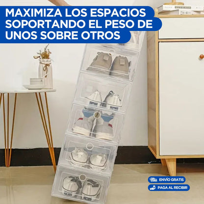 6 Cajas de Almacenamiento Transparente Impermeables para Zapatos con Tapa Abatible