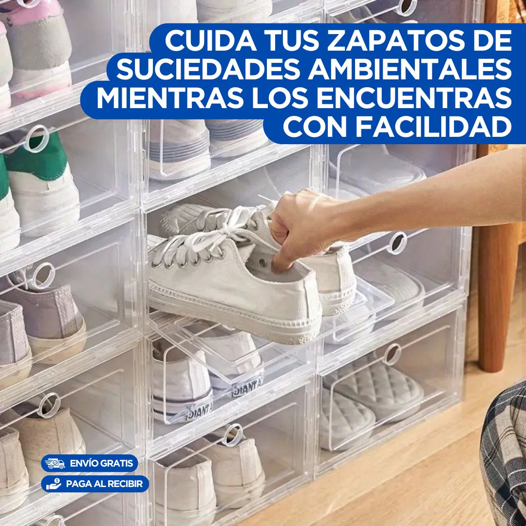 6 Cajas de Almacenamiento Transparente Impermeables para Zapatos con Tapa Abatible