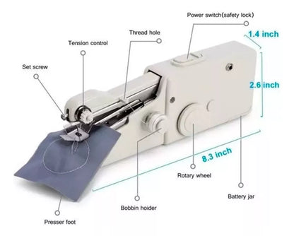 Mini Máquina de Coser Portátil🔥Costuras resistentes con diseño inteligente, eléctrico y portatil para organizar tus prendas en cualquier lugar