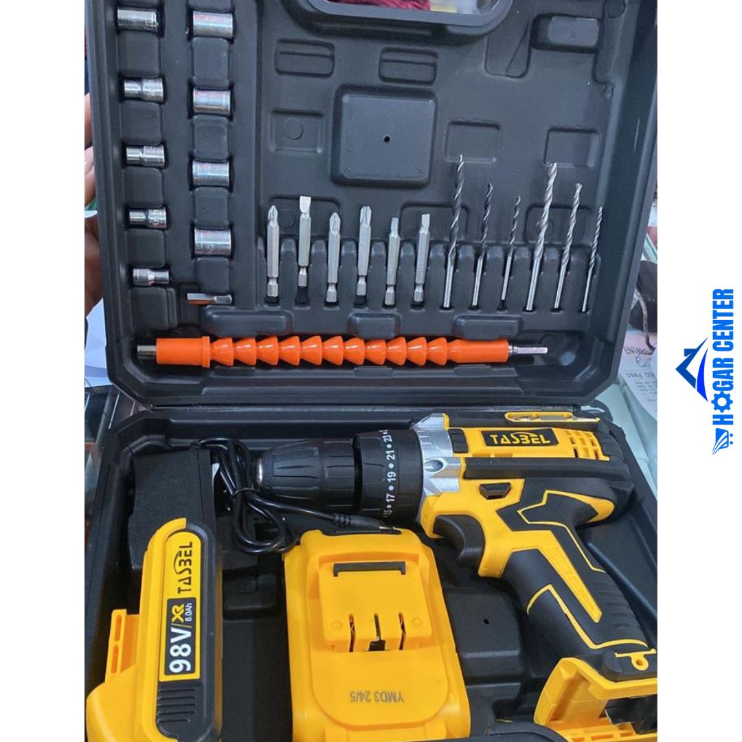 Kit MaxTorque 98V🔥Taladro destornillador eléctrico de 98V con dos baterías➕GRATIS Caja con accesorios